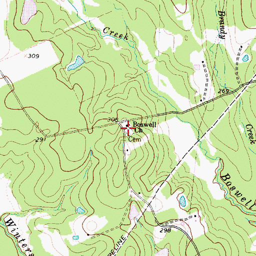 Topographic Map of Boswell Cemetery, TX