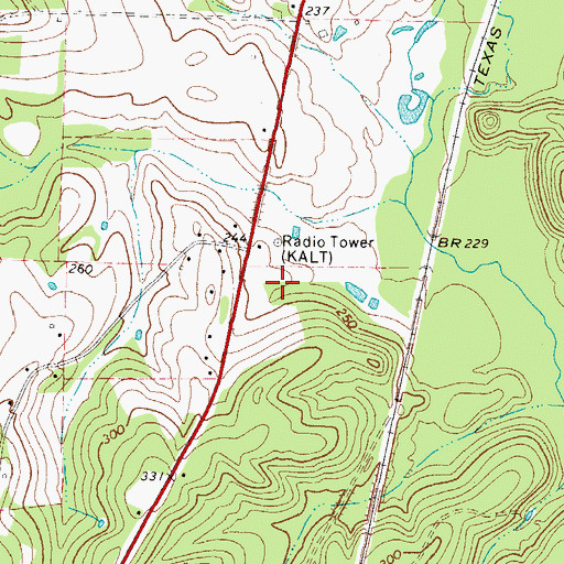 Topographic Map of KALT-AM (Atlanta), TX