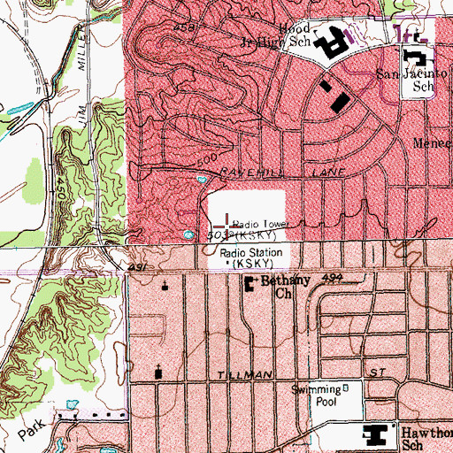 Topographic Map of KSKY-AM (Balch Springs), TX