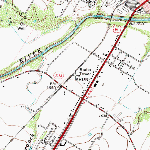 Topographic Map of KRUN-AM (Ballinger), TX