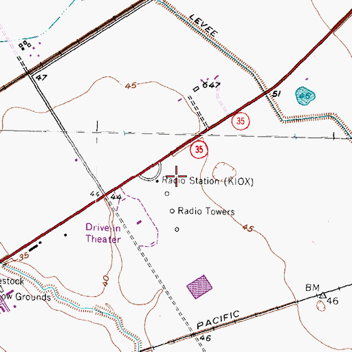 Topographic Map of KIOX-AM (Bay City), TX