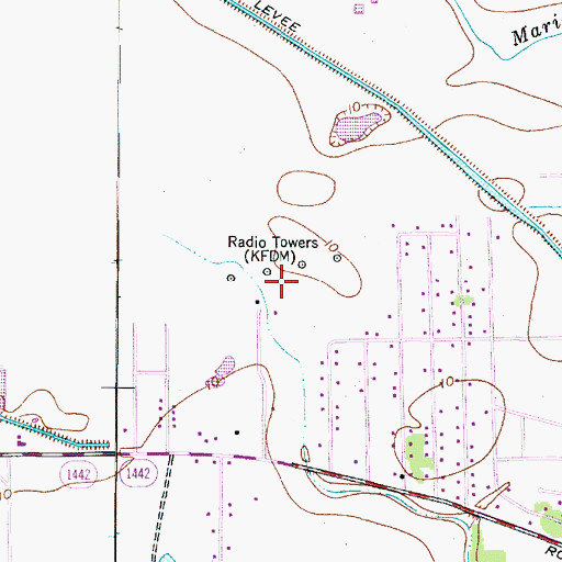 Topographic Map of KLVI-AM (Beaumont), TX