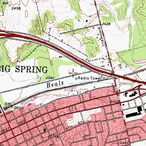 Topographic Map of KBST-AM (Big Spring), TX