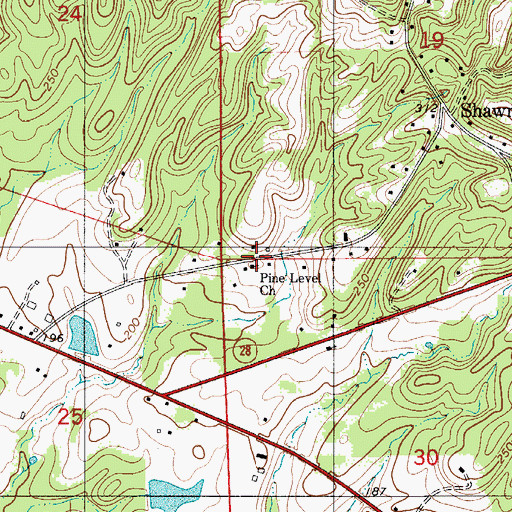 Topographic Map of Pine Level Church, AL