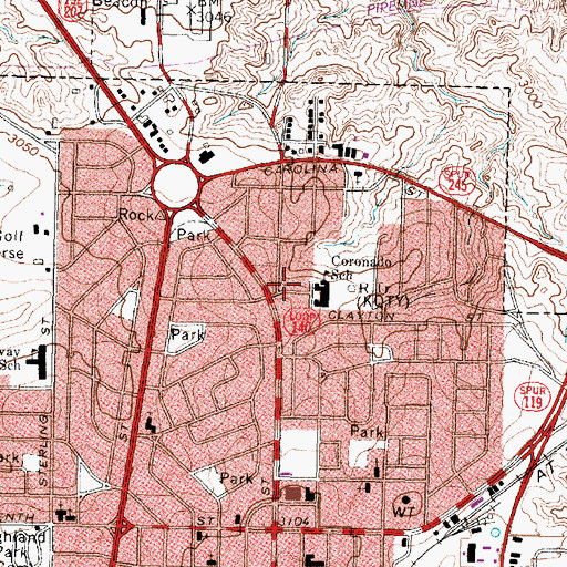 Topographic Map of KQTY-AM (Borger), TX