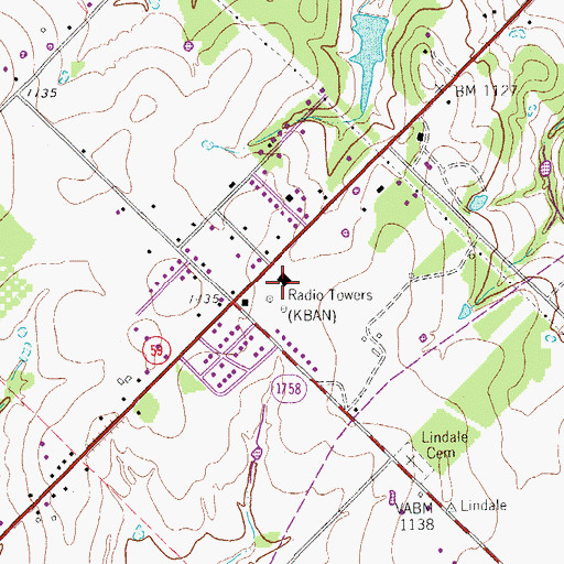 Topographic Map of KRJT-AM (Bowie), TX