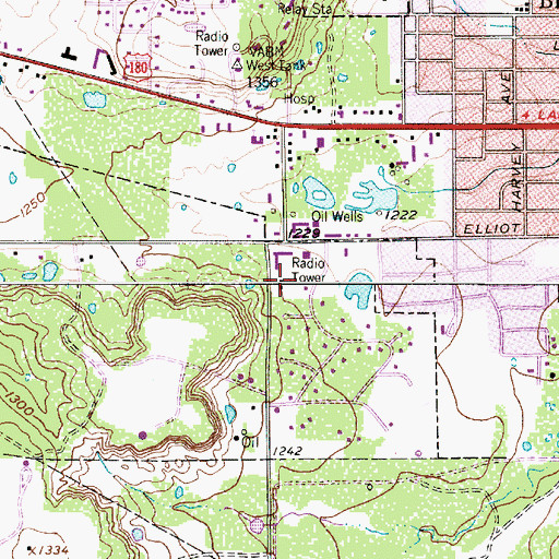 Topographic Map of KSTB-AM (Breckenridge), TX