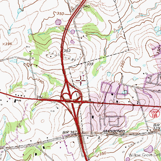 Topographic Map of KTTX-AM (Brenham), TX