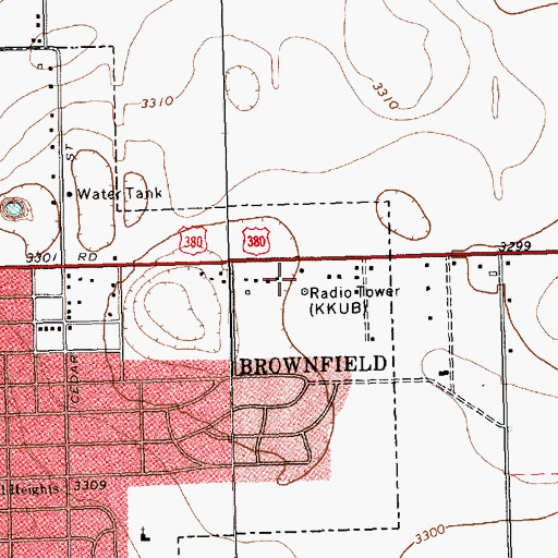 Topographic Map of KKUB-AM (Brownfield), TX