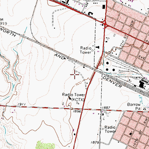 Topographic Map of KCTX-AM (Childress), TX