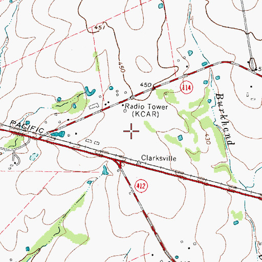 Topographic Map of KCAR-AM (Clarksville), TX