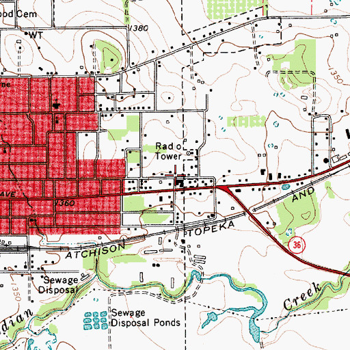 Topographic Map of KCOM-AM (Comanche), TX