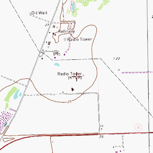 Topographic Map of KCTA-AM (Corpus Christi), TX