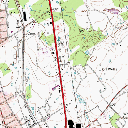 Topographic Map of KAND-AM (Corsicana), TX