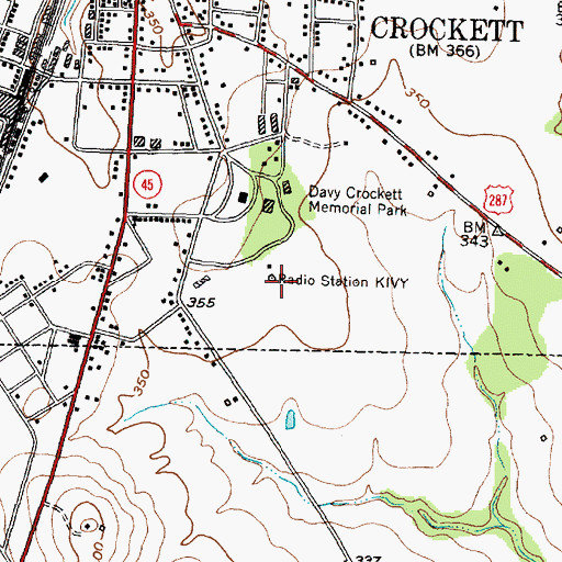 Topographic Map of KIVY-AM (Crockett), TX