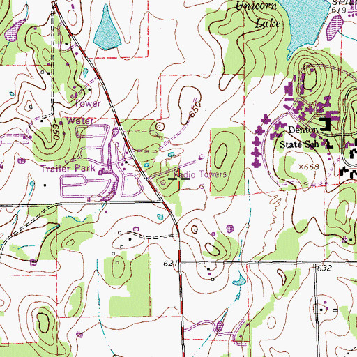 Topographic Map of KDNT-AM (Denton), TX