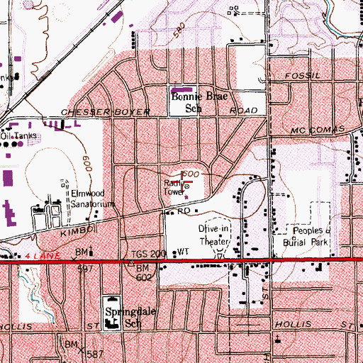 Topographic Map of KHVN-AM (Fort Worth), TX
