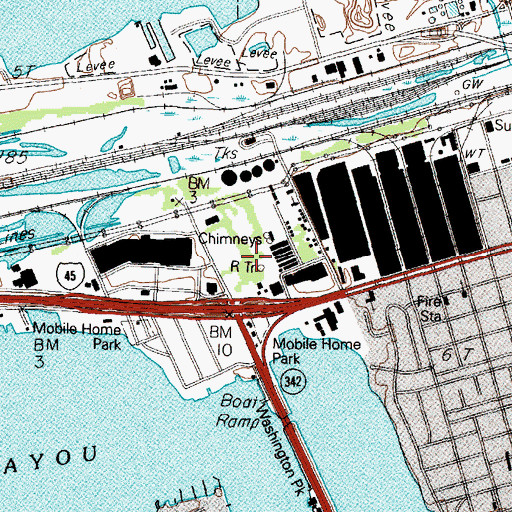 Topographic Map of KHCB-AM (Galveston), TX