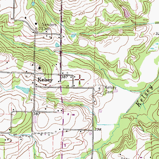 Topographic Map of KHYM-AM (Gilmer), TX