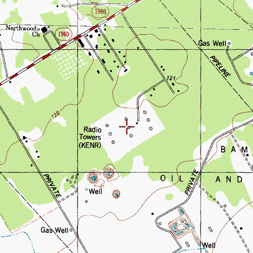 Topographic Map of KRBE-AM (Houston), TX