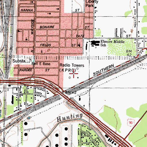 Topographic Map of KPRC-AM (Houston), TX