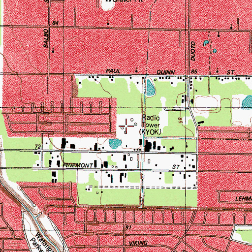 Topographic Map of KYOK-AM (Houston), TX