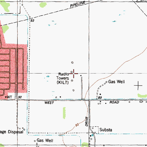 Topographic Map of KILT-AM (Houston), TX