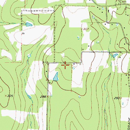 Topographic Map of KDFX-AM (Huntington), TX