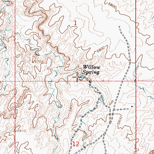 Topographic Map of Willow Spring, AZ