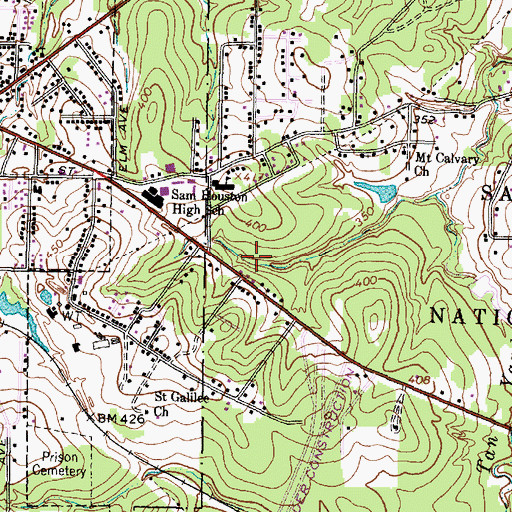 Topographic Map of KKNX-AM (Huntsville), TX
