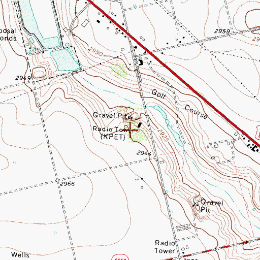 Topographic Map of KPET-AM (Lamesa), TX