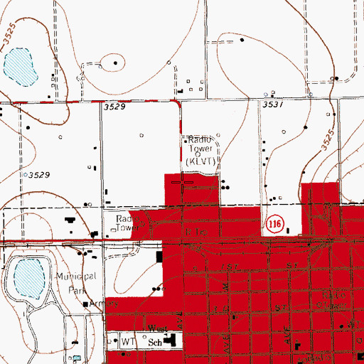 Topographic Map of KLVT-AM (Levelland), TX