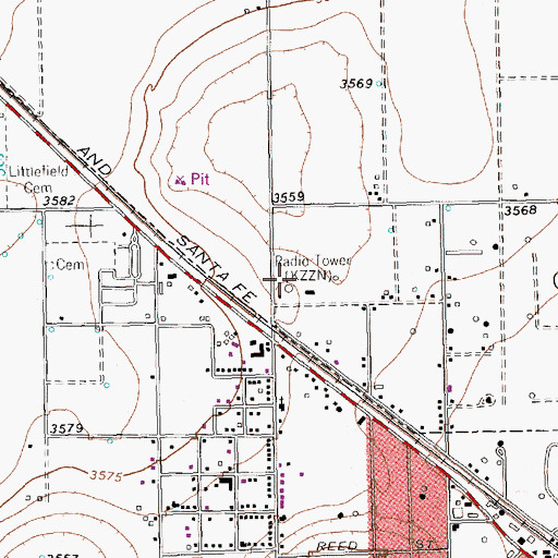 Topographic Map of KZZN-AM (Littlefield), TX