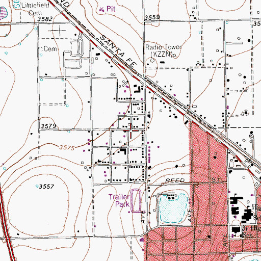 Topographic Map of KZZN-AM (Littlefield), TX