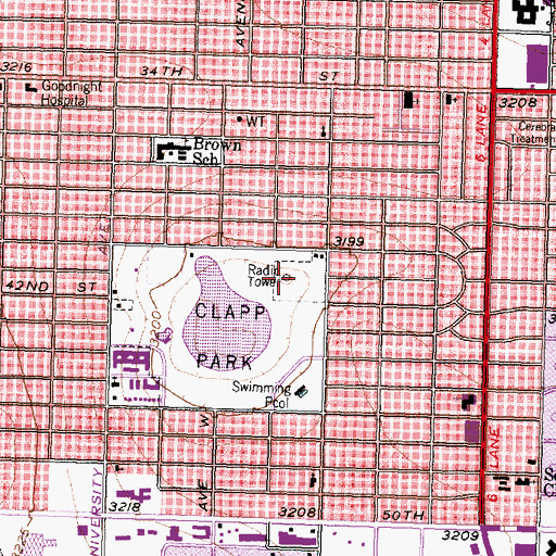 Topographic Map of KFMX-AM (Lubbock), TX