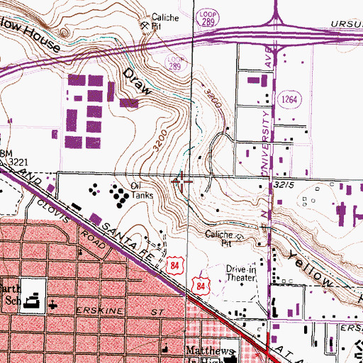 Topographic Map of KLFB-AM (Lubbock), TX