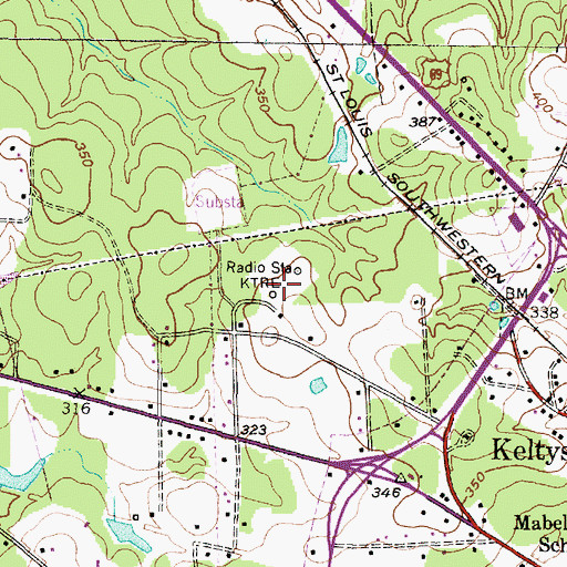 Topographic Map of KBLZ-AM (Lufkin), TX