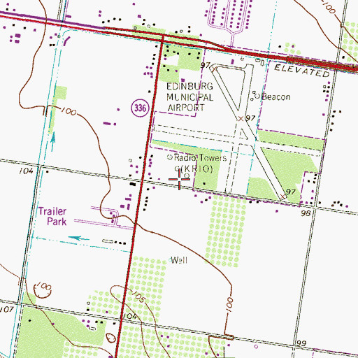 Topographic Map of KRIO-AM (McAllen), TX