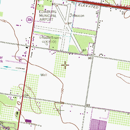 Topographic Map of KRIO-AM (McAllen), TX