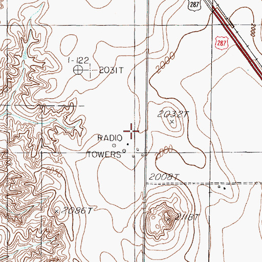 Topographic Map of KLSR-AM (Memphis), TX