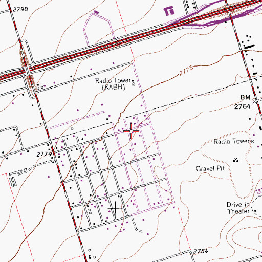 Topographic Map of KMND-AM (Midland), TX
