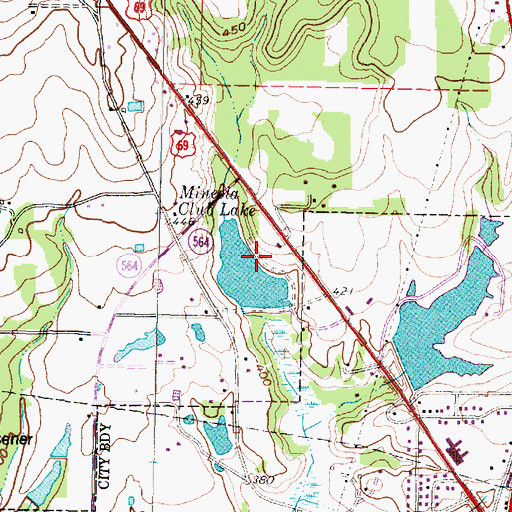 Topographic Map of KMOO-AM (Mineola), TX