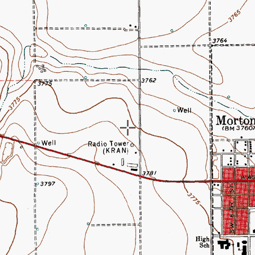 Topographic Map of KRAN-AM (Morton), TX