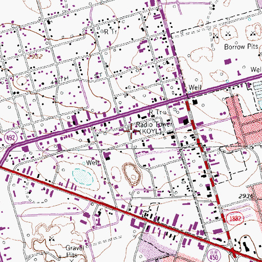Topographic Map of KOYL-AM (Odessa), TX