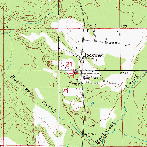 Topographic Map of Rock West Church, AL