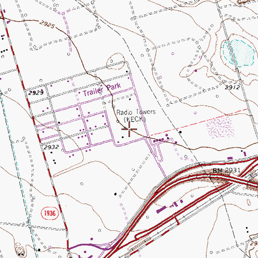 Topographic Map of KENT-AM (Odessa), TX