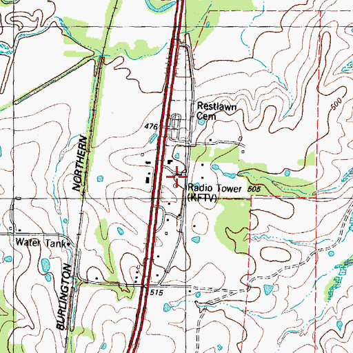 Topographic Map of KGDD-AM (Paris), TX