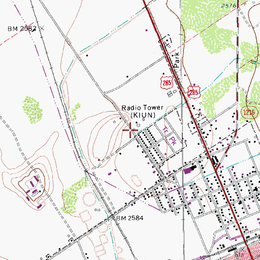 Topographic Map of KIUN-AM (Pecos), TX