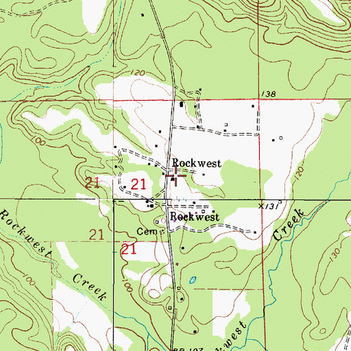 Topographic Map of Rock West Church, AL