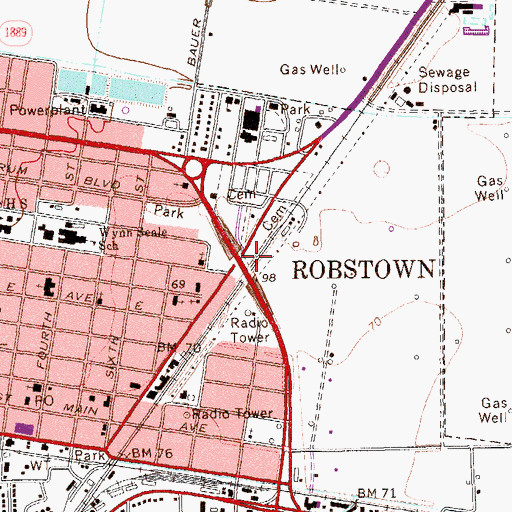Topographic Map of KROB-AM (Robstown), TX